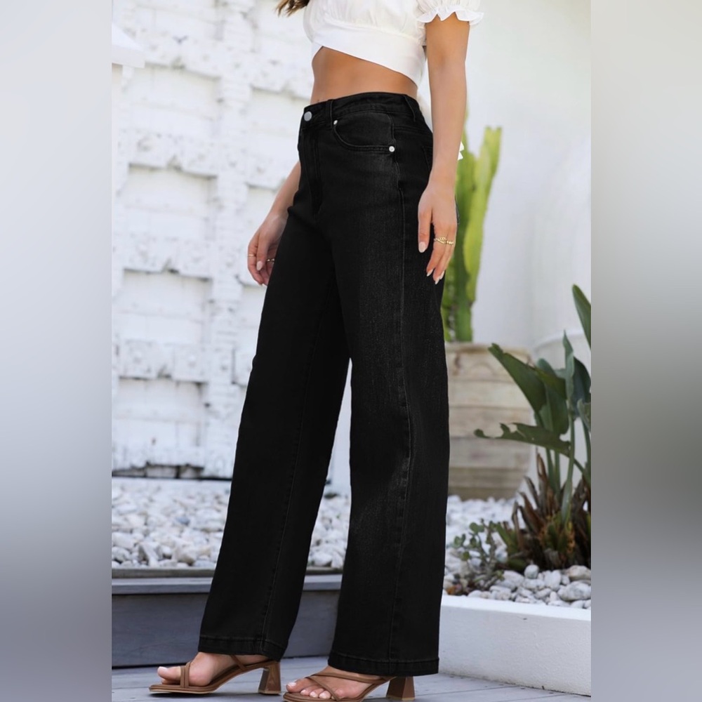 ETTELO Jeans High Waisted Straight Leg Loose Stretchy. Size:2 - Picture 3 of 16